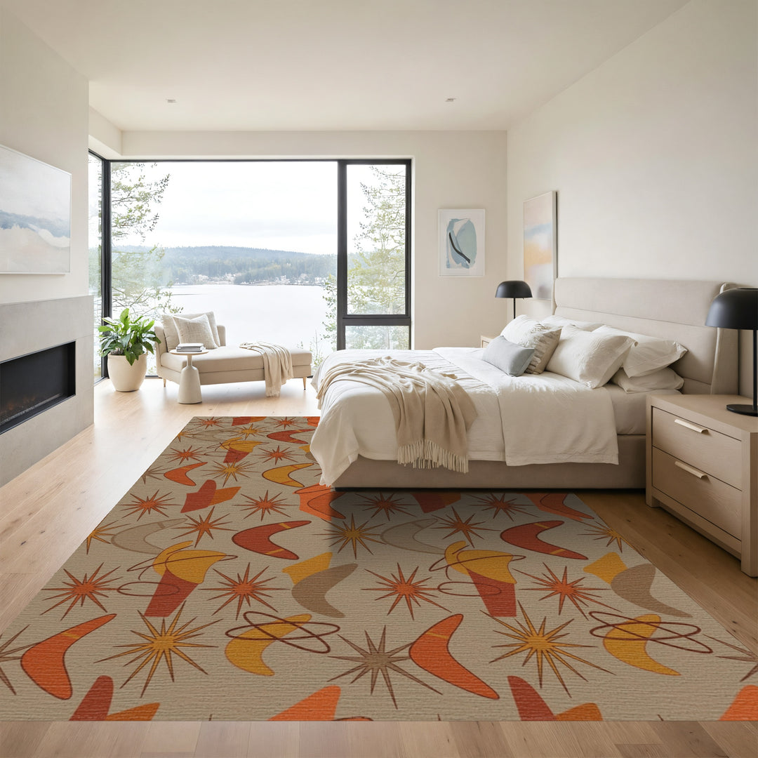 Mid Century Boomarang Starburst Accents Rug