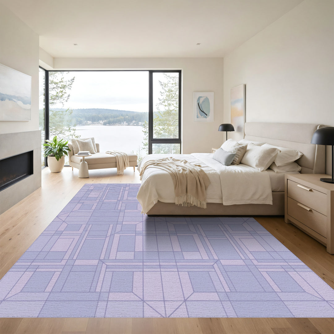 Pale Lavender Geometric Architectural Rug