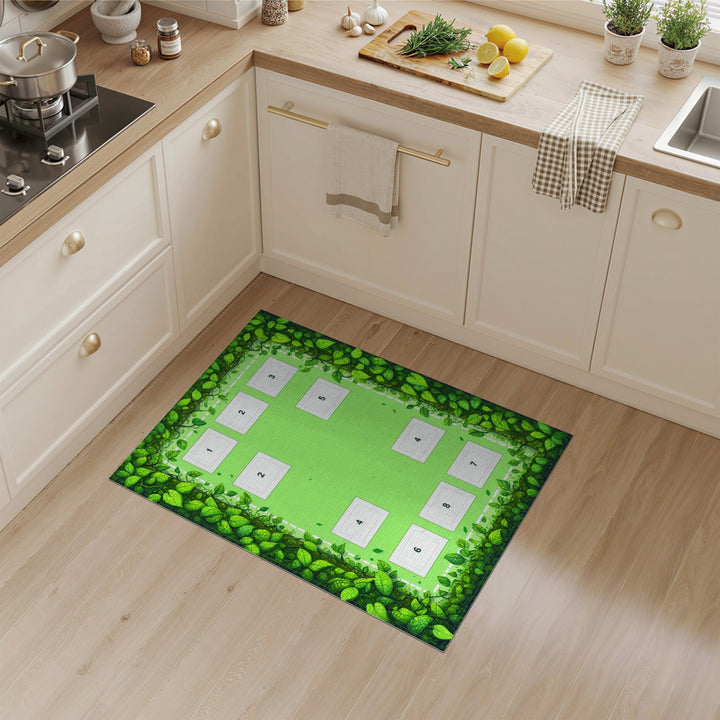 Green Leaf Border Kids Area Rug