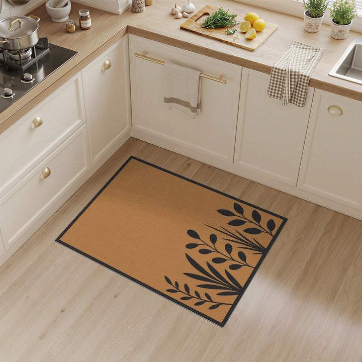 Brown Botanical Silhouette Area Rug
