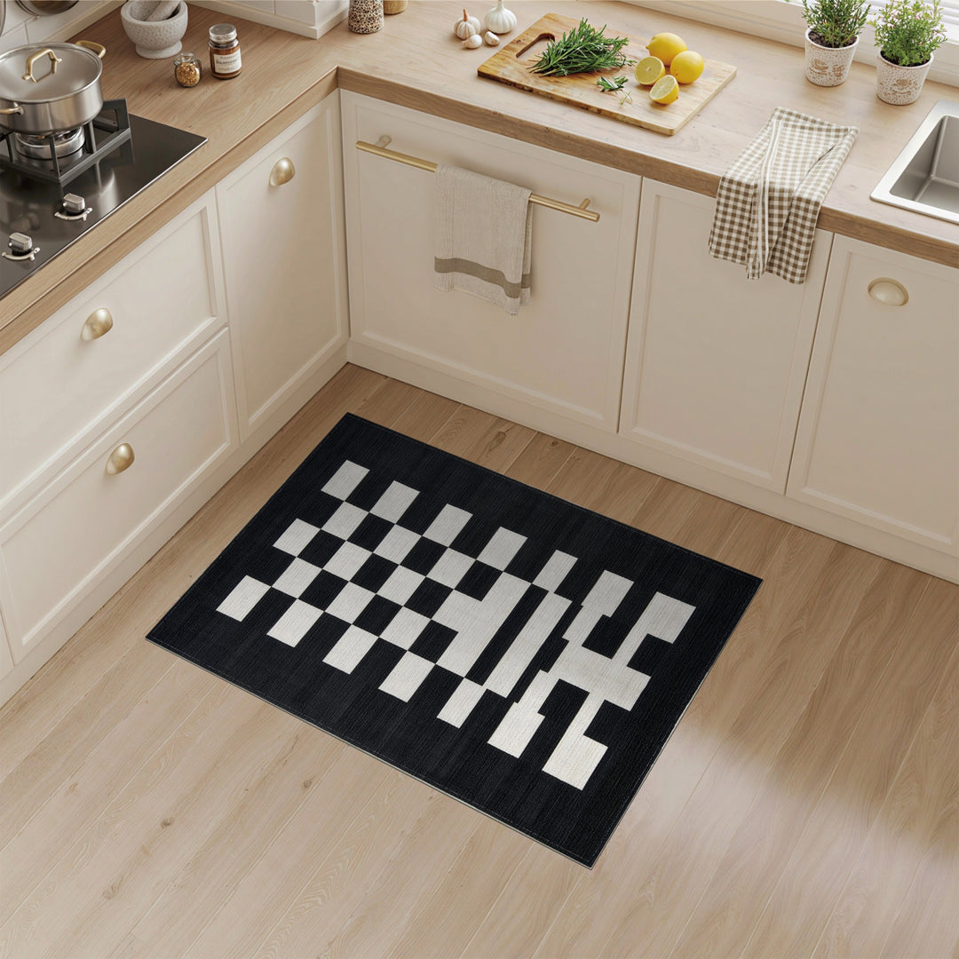 Black White Geometric Area Rug