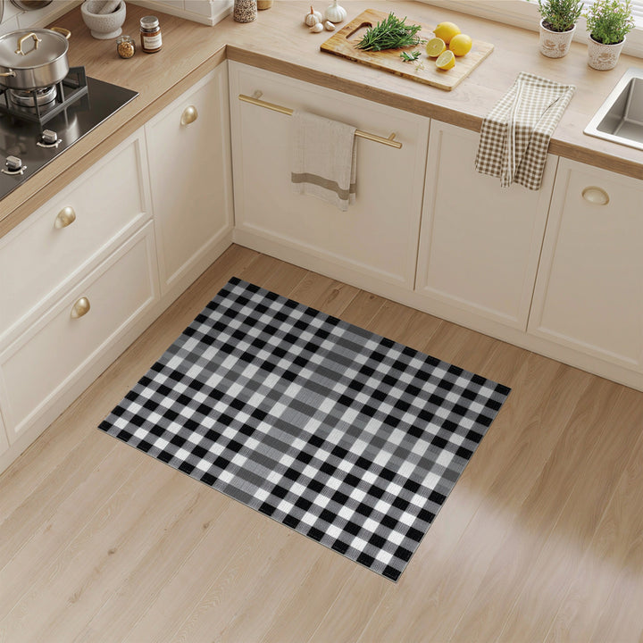 Black White Checkered Geometric Area Rug