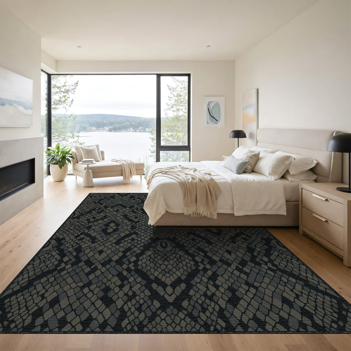 Dark Gray Snakeskin Scales Rug