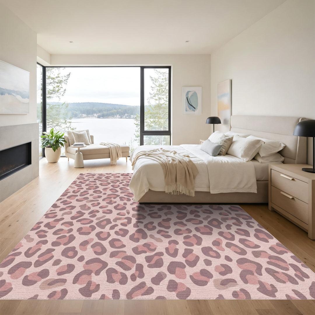 Soft Rose Leopard Spots Rug