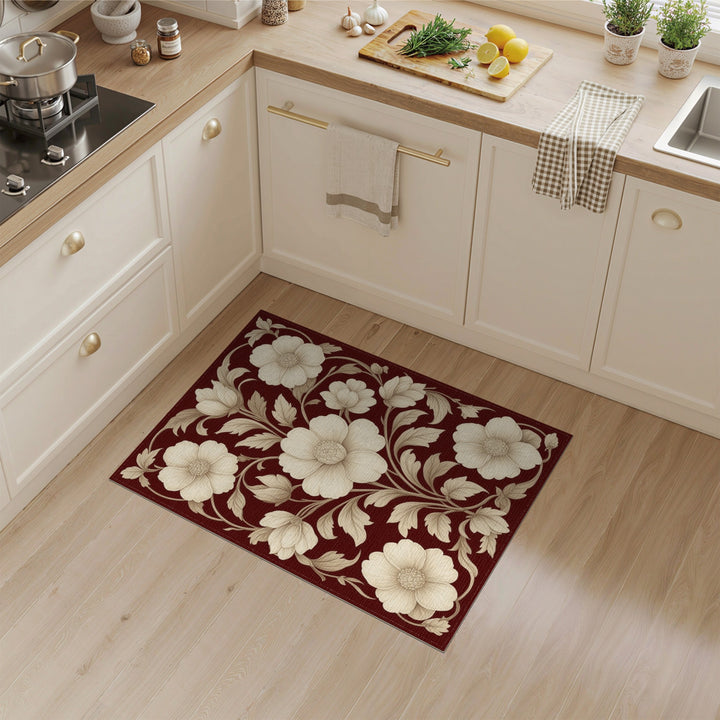 Red Vintage Floral Area Rug
