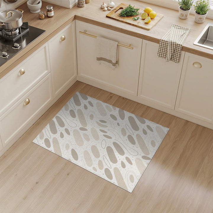 Beige Abstract Oval Area Rug