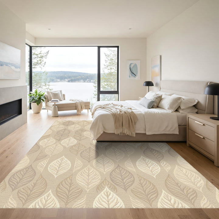 Earthy Leafy Tones Textured Rug