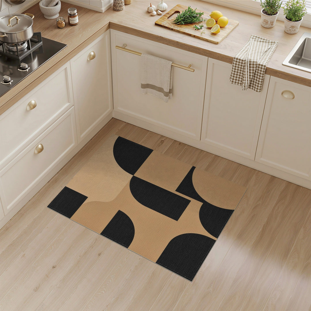 Black and Tan Geometric Area Rug