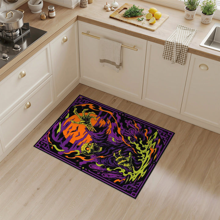Neon Zombie Skeleton Rising Area Rug