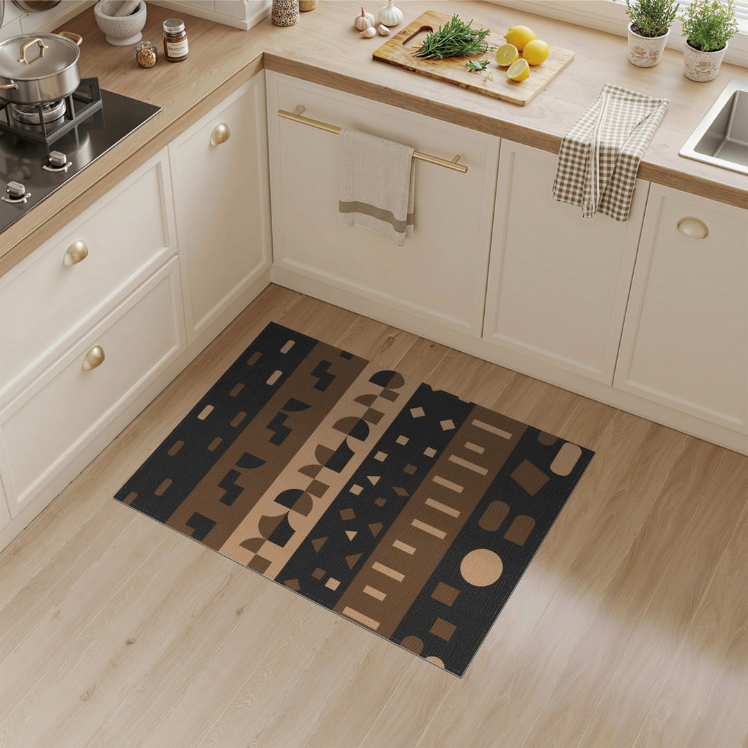 Geometric Brown Tan Area Rug