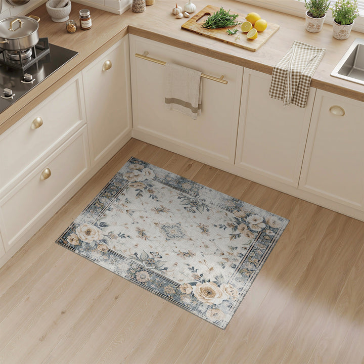 Vintage Floral Beige Area Rug