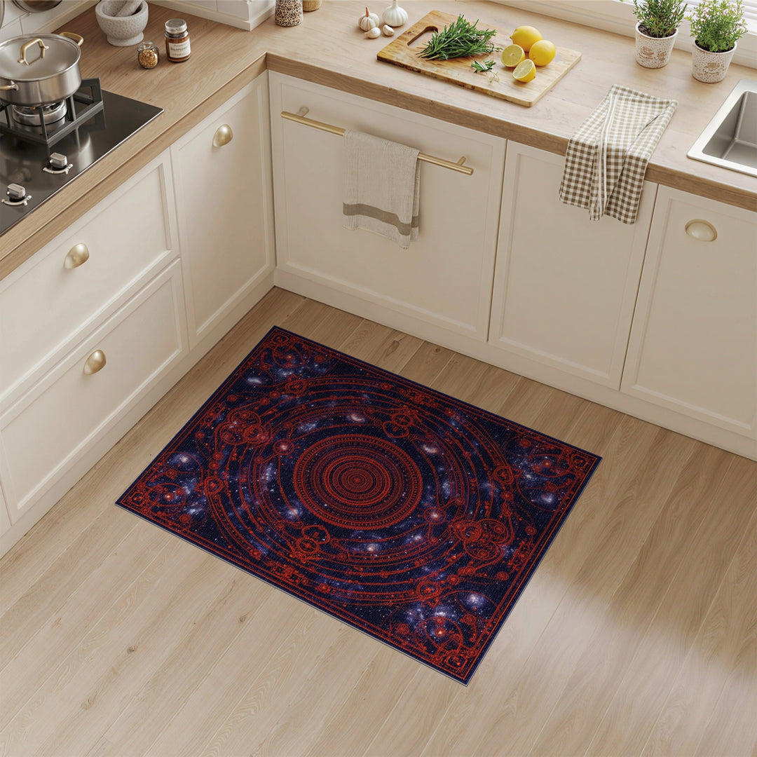 Red Celestial Mandala Area Rug