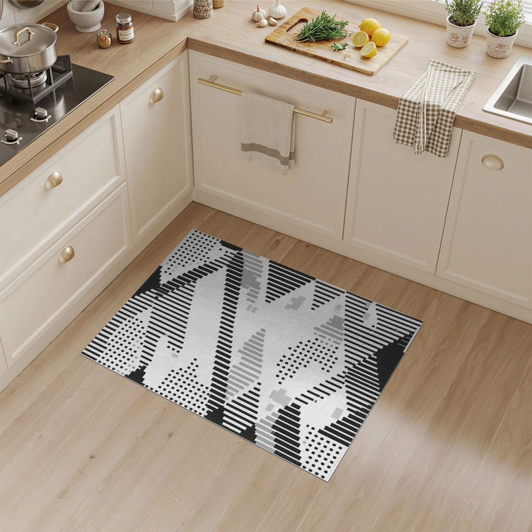 Black White Geometric Area Rug