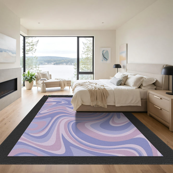 Retro Lilac Swirl Abstract Rug
