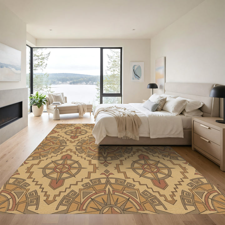 Navajo Compass Medallion Earth Tone Rug