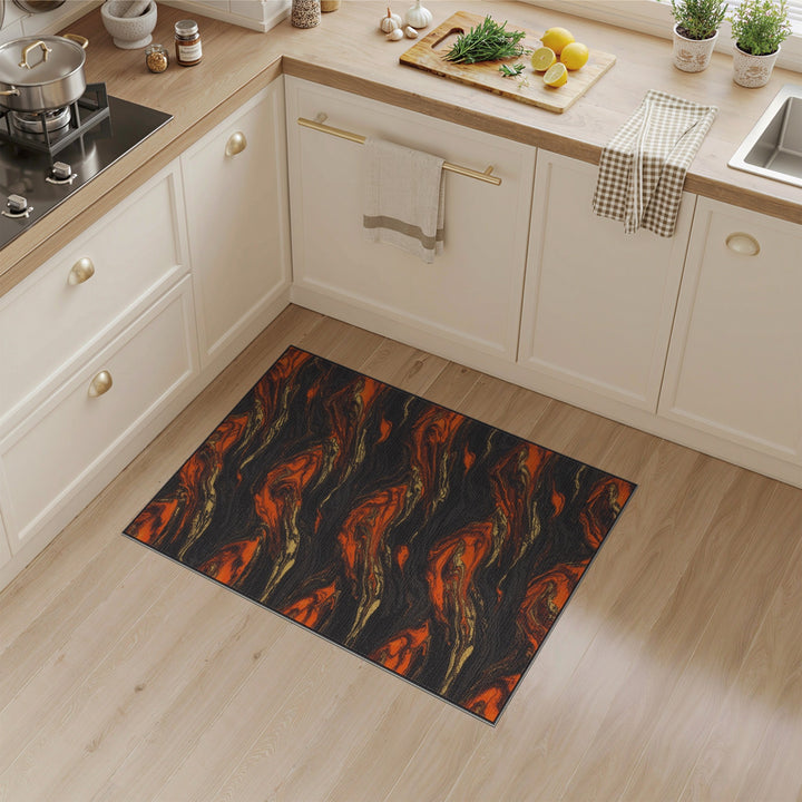 ODIKA Swirling Orange Marble Area Rug