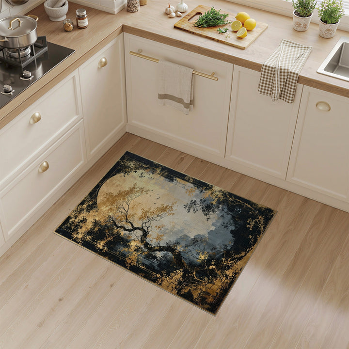 Golden Moonlit Tree Area Rug