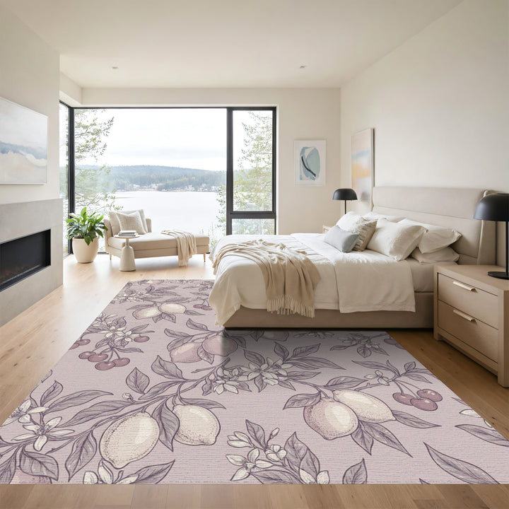 Vintage Soft Cherry Lemon Blossom Rug