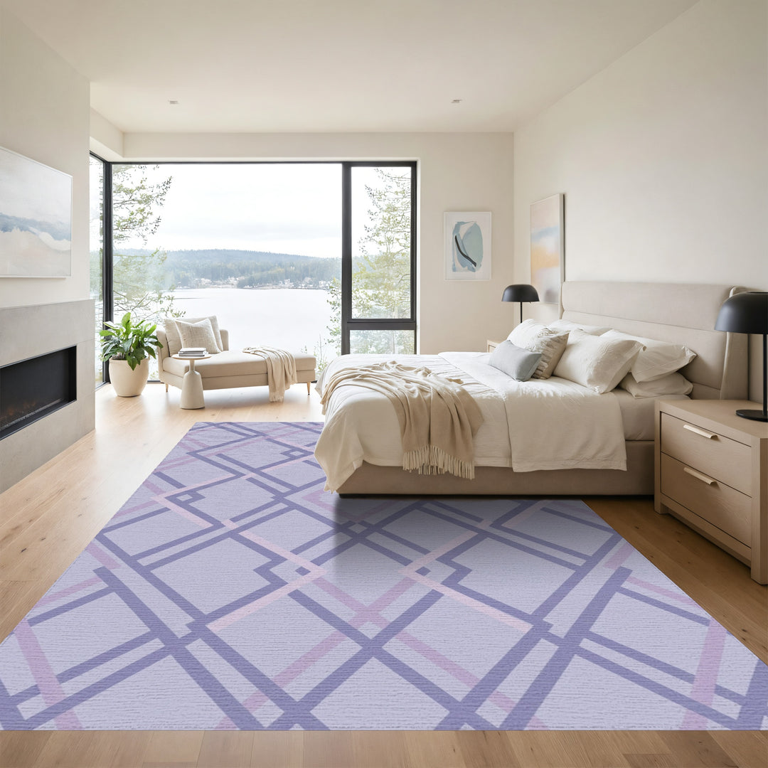 Soft Purple Geometric Intersecting Diamonds Rug