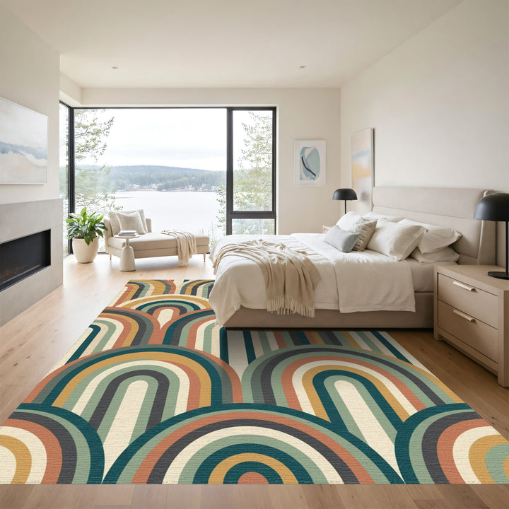 Retro Archway Terra Cotta Rainbow Rug