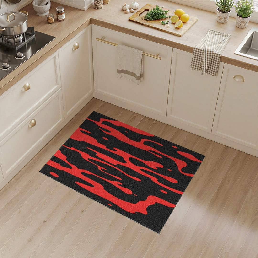 Red Abstract Drip Area Rug