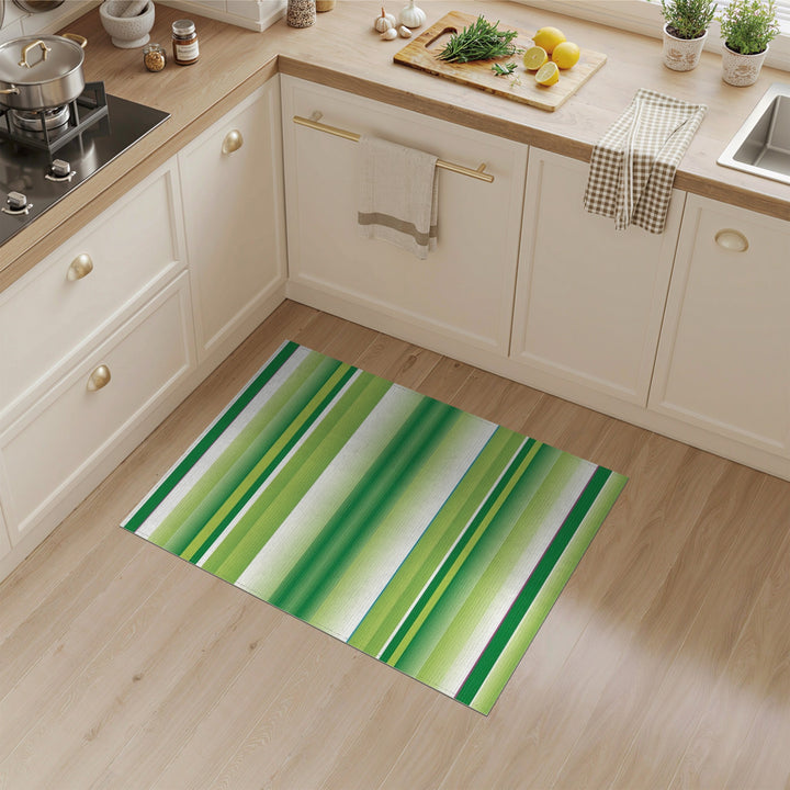 Geometric Modern Green Striped Geometric Area Rug