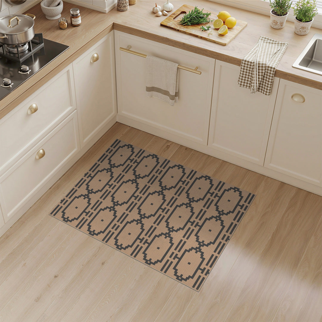 Beige Geometric Pixel Area Rug