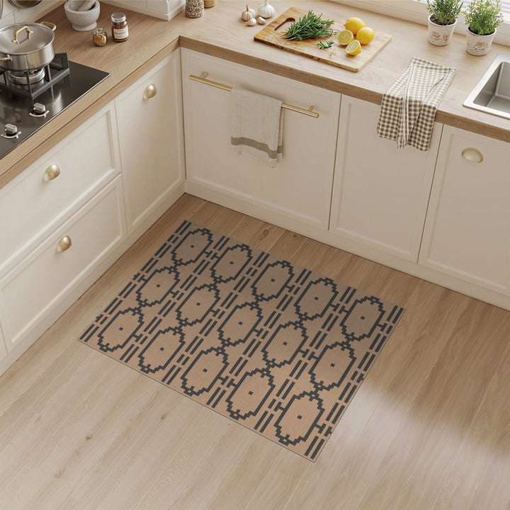 Beige Geometric Pixel Area Rug