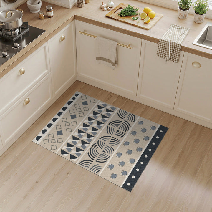 Beige Geometric Modern Area Rug