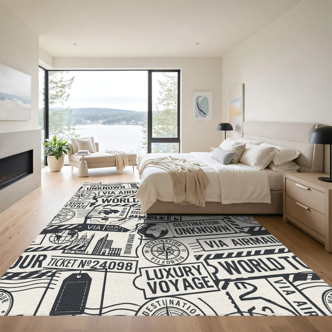 Vintage Stamp Collage World Tour Rug