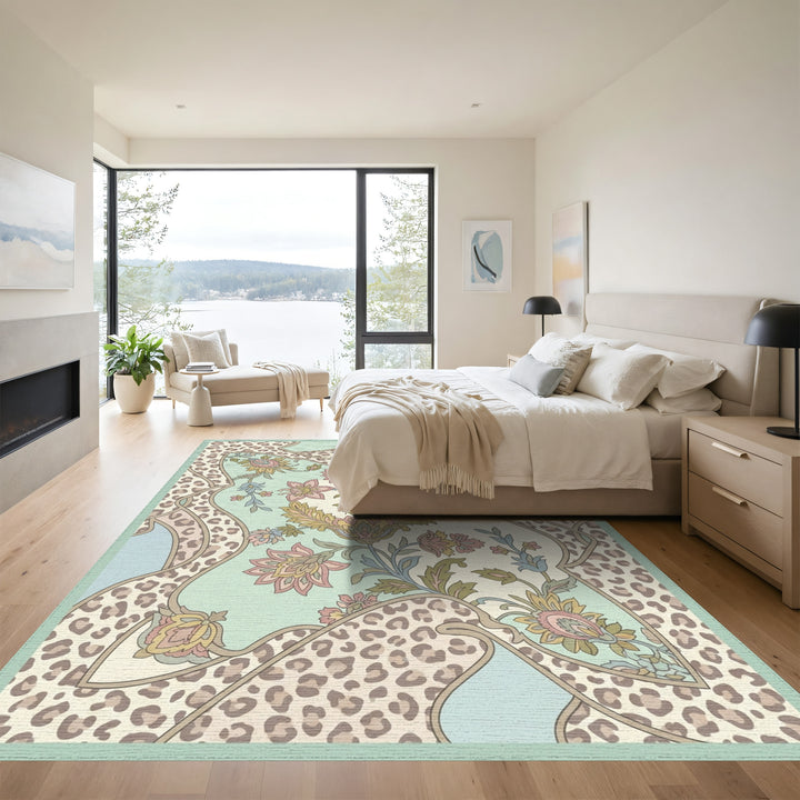 Floral Leopard Patchwork Medallion Rug
