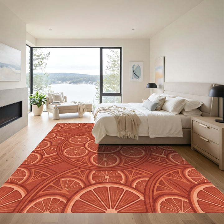 Terracotta Citrus Round Medallion Rug