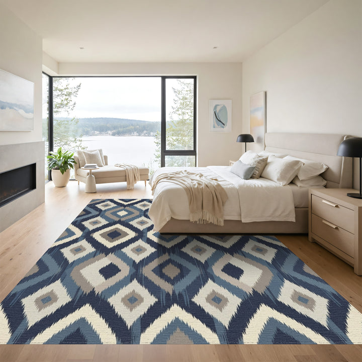 Woven Diamond Indigo Tapestry Rug