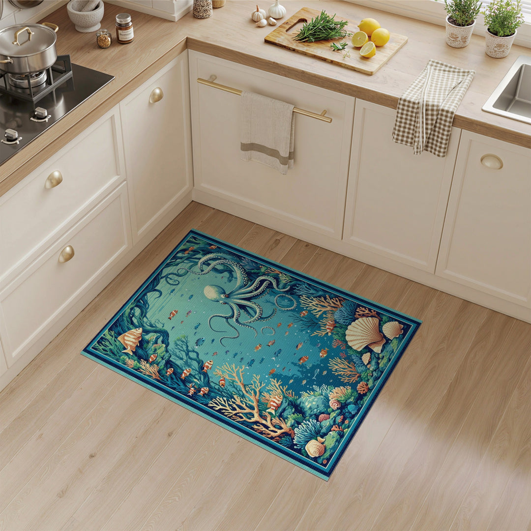 Octopus Reef Washable Area Rug