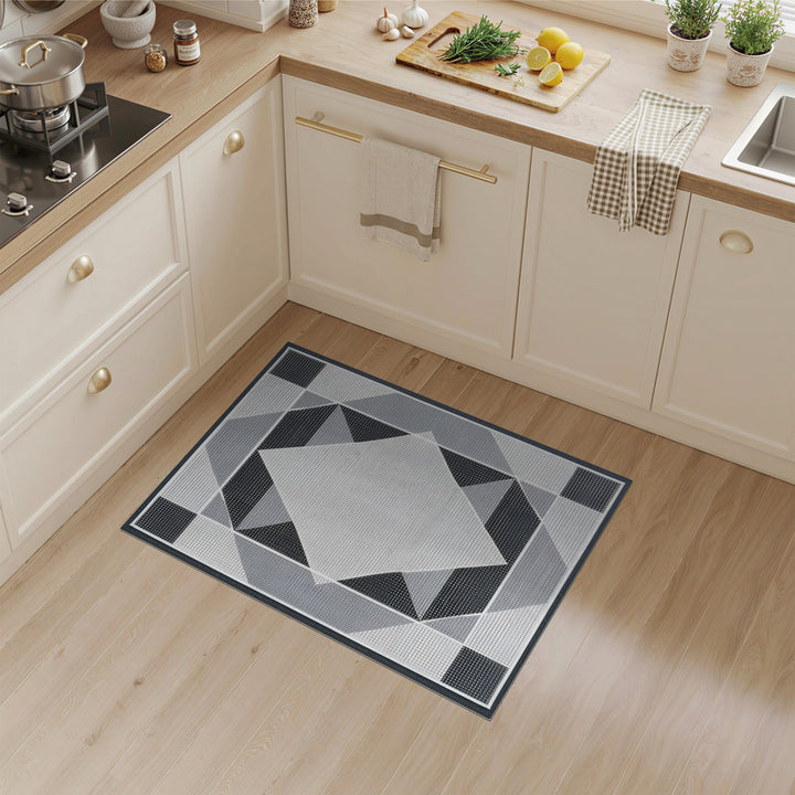 Black White Geometric Diamond Area Rug