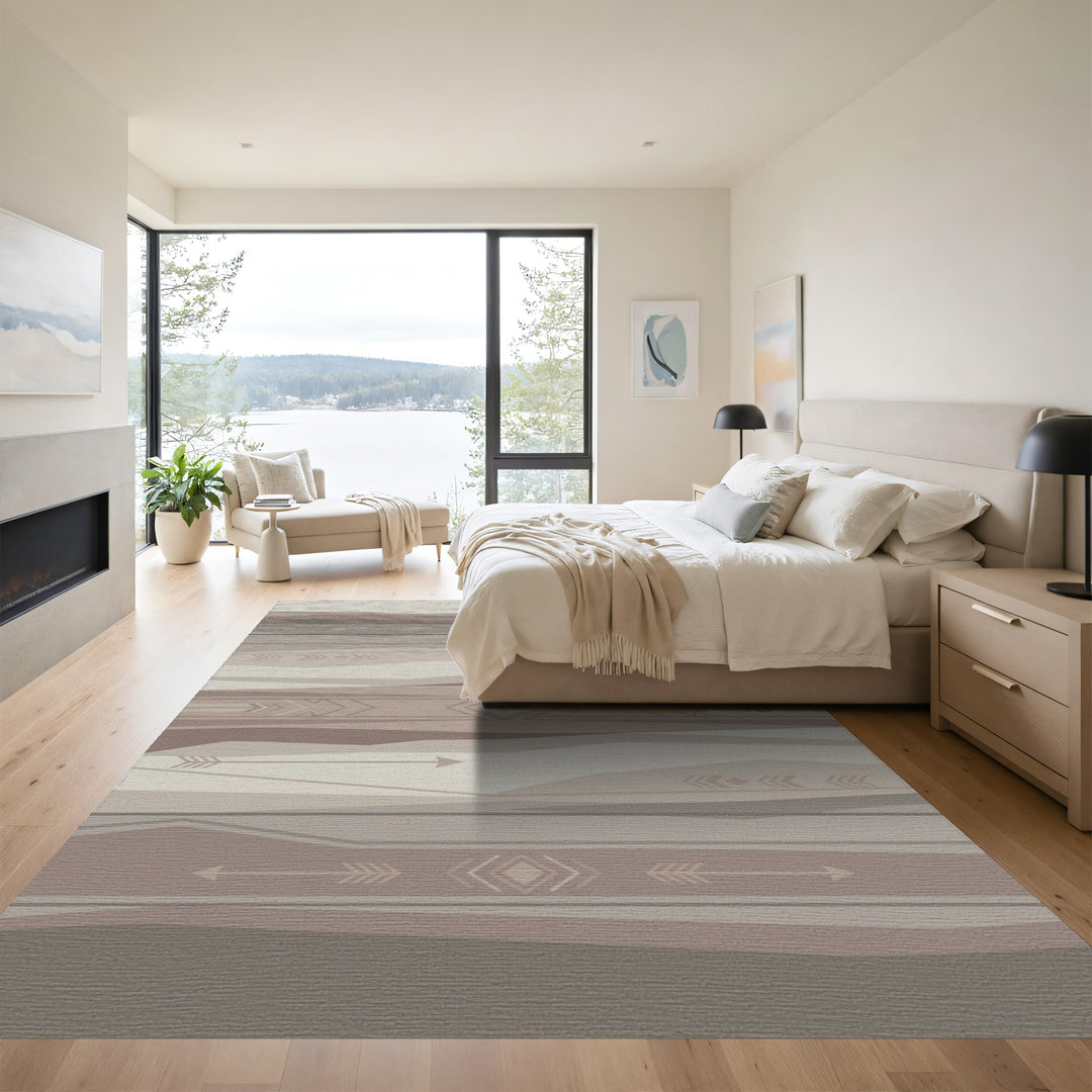 Neutral Earthy Geometric Arrow Rug