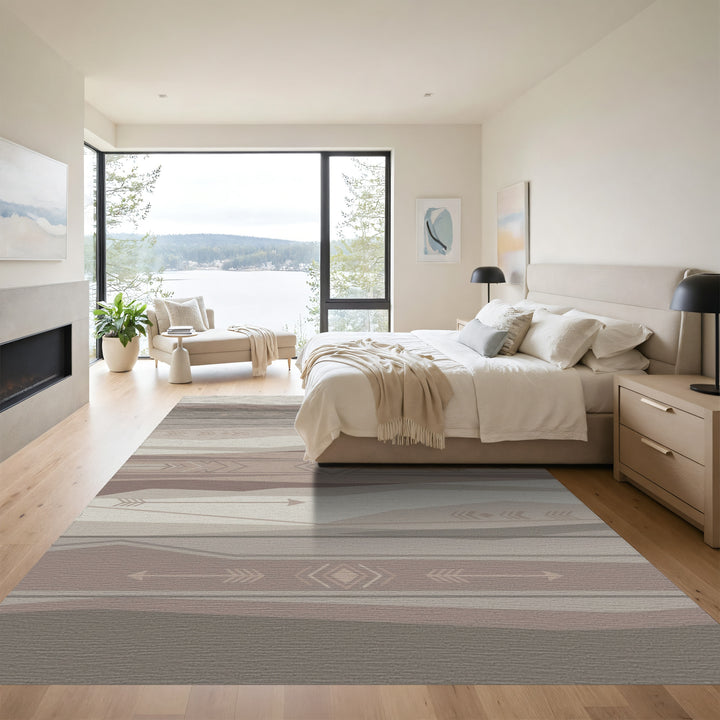 Neutral Earthy Geometric Arrow Rug
