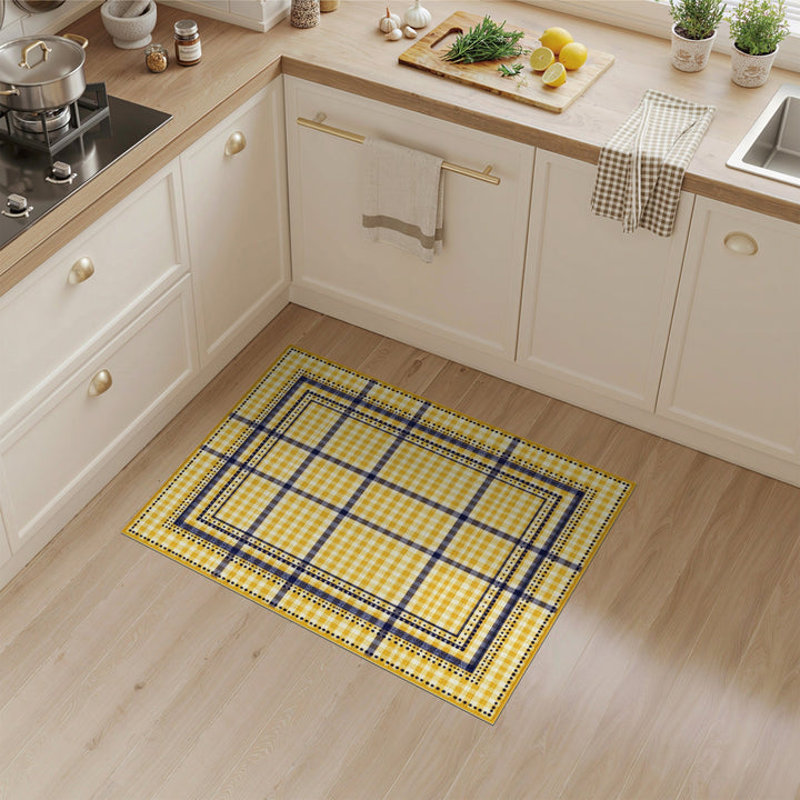 Yellow Gingham Checkered Area Rug