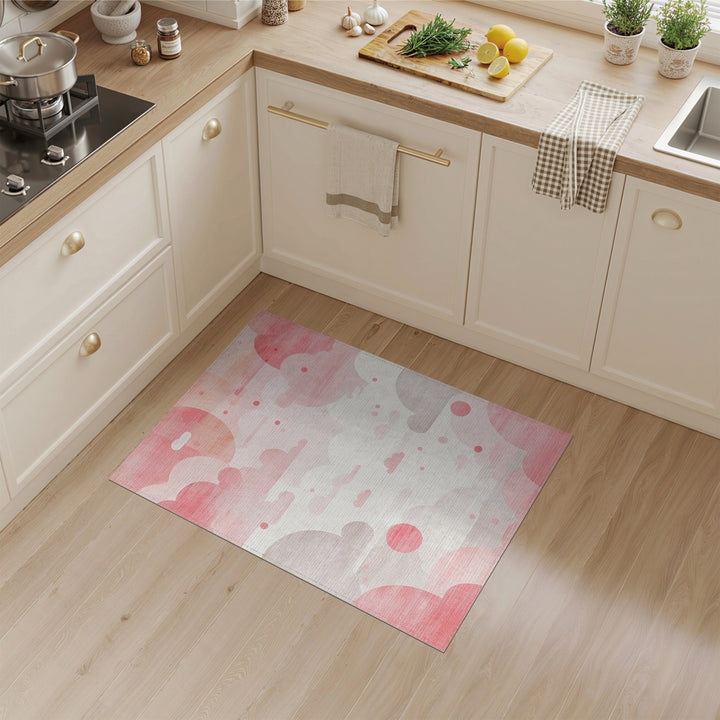 Pink Cloudscape Washable Area Rug