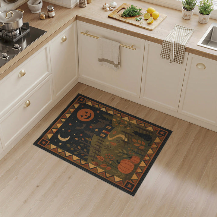 Halloween Pumpkin House Cat Area Rug