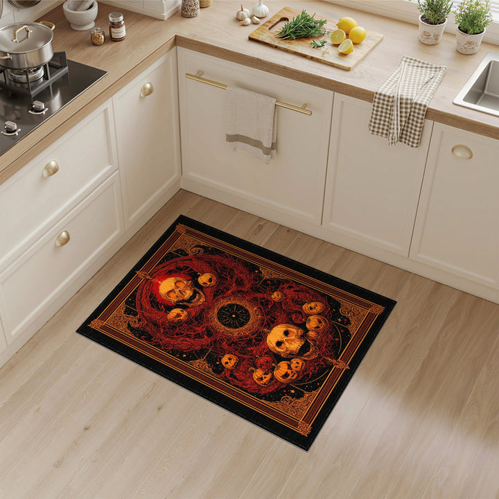 Gothic Skull Pumpkin Area Rug