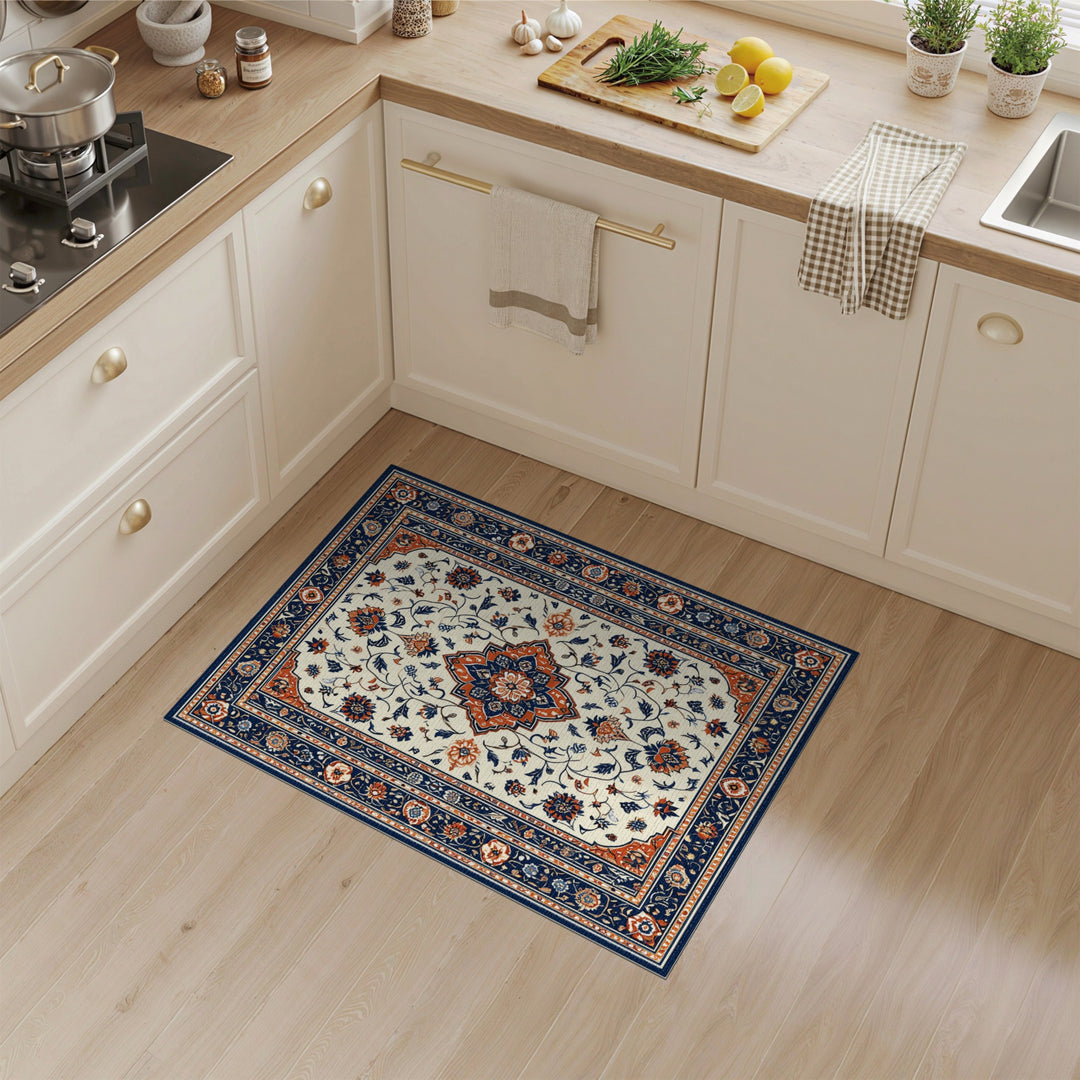 Traditional Persian Medallion Navy Persian Floral Medallion Area Rug