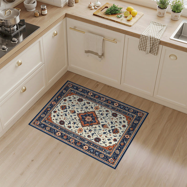 Traditional Persian Medallion Navy Persian Floral Medallion Area Rug
