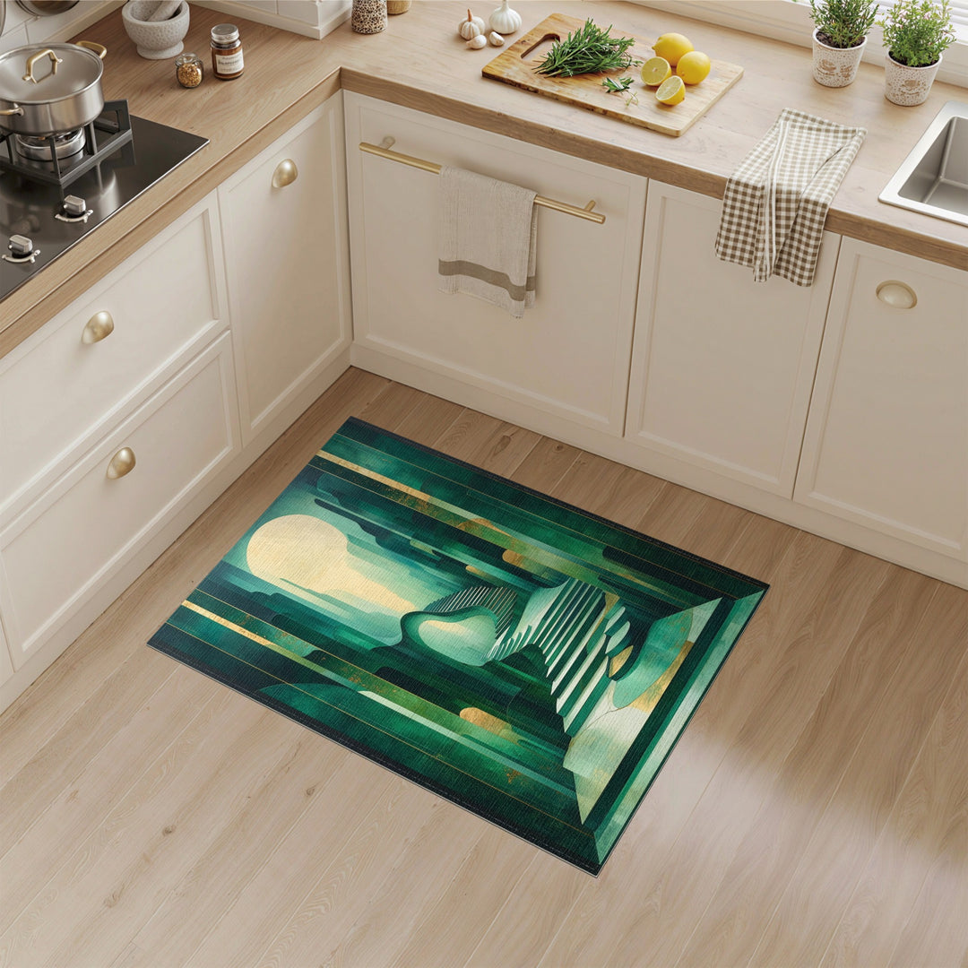 Teal Abstract Staircase Area Rug