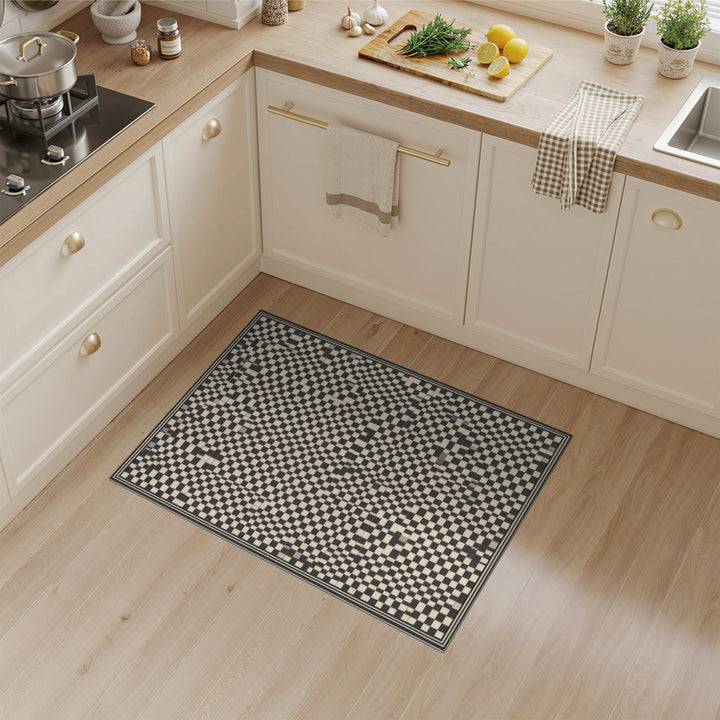 Black and White Checkered Black and White Area Rug
