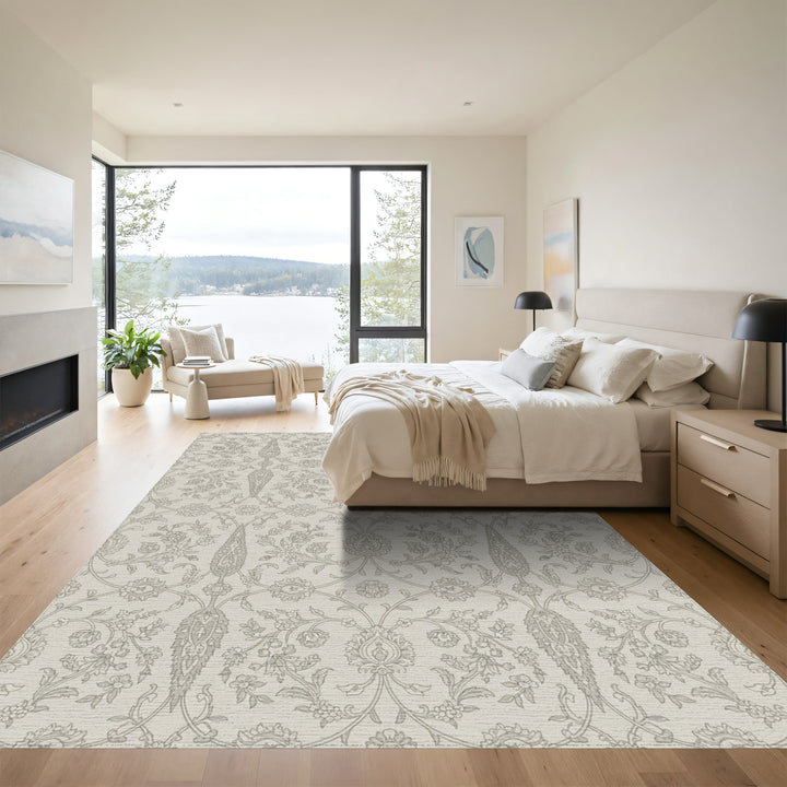 Elegant Stone Floral Archway Serpentine Rug