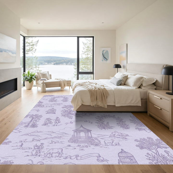 Pastoral Landscape Romantic Scene Lavender Rug