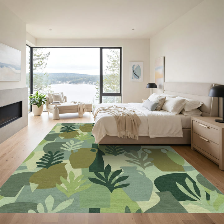 Olive Ceramic Nature Collage Rug