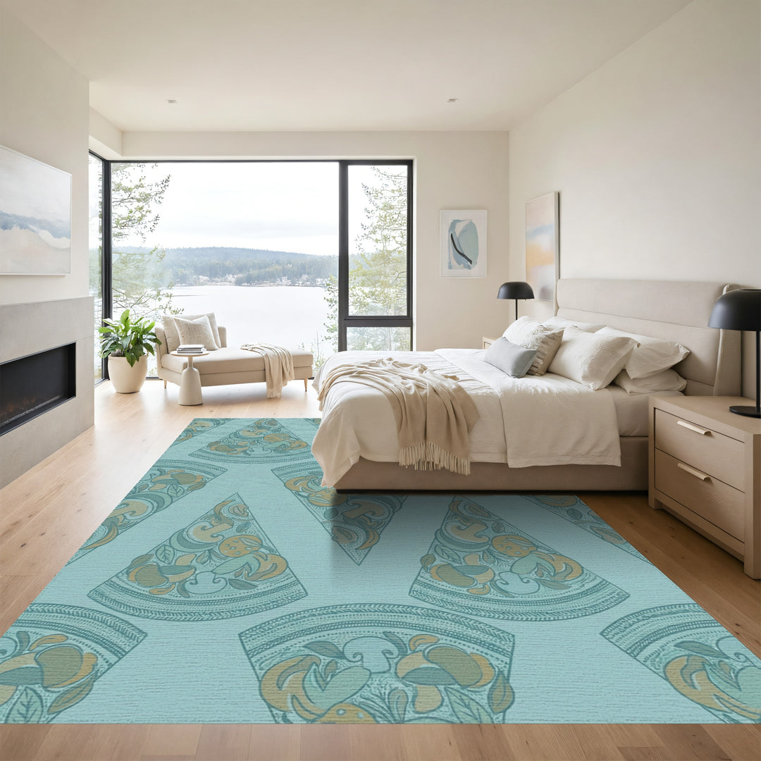 Ocean Blue Pizza Slice Arrangement Rug