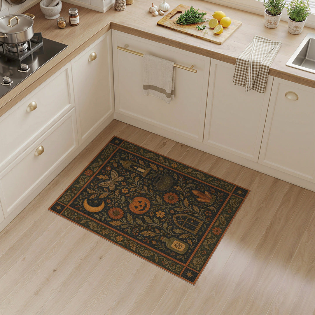 Mystical Floral Pumpkin Area Rug